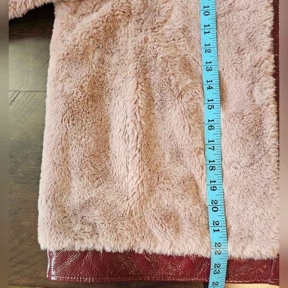 Maeve x Anthropologie Faux Fur Jacket Patent Trim Pink Rose Mauve, Large, NWOT - Picture 11 of 15